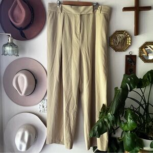 RIVER ISLAND pleated wide leg pants tan Women's SIZE 22‎ business casual chic